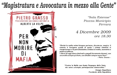 Pietro Grasso a Ferrara per parlare di mafia