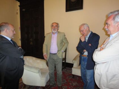 Da sinistra: sindaco Tiziano Tagliani, presidente Fidal Alfio Giomi, tecnici Gian Paolo Lenzi e Massimo Magnani