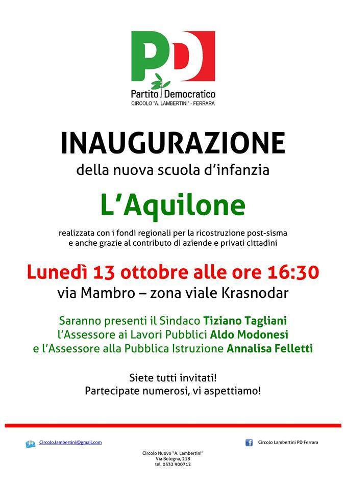Il marchio Pd nella scuola Aquilone