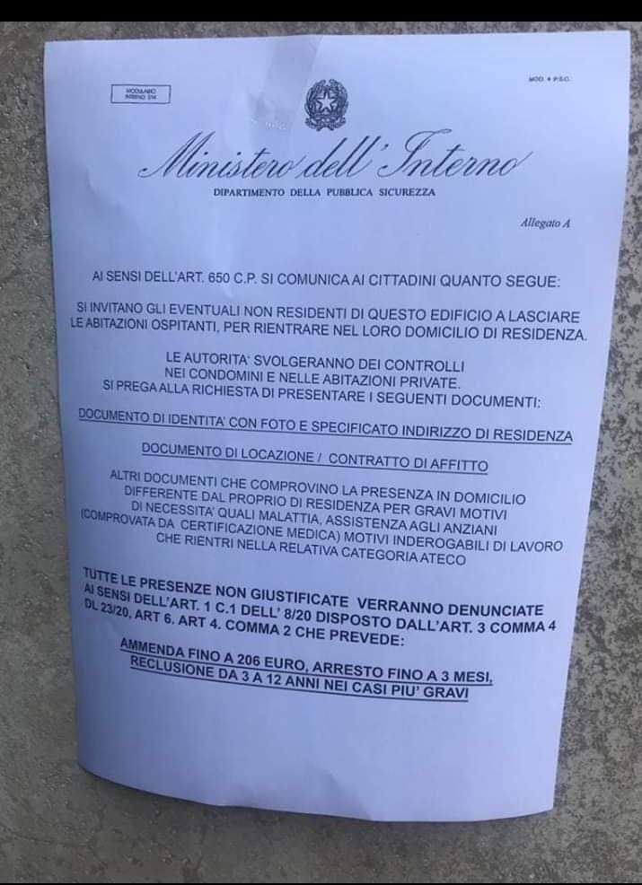 Volantini del ministero dell’Interno in buchetta, la Questura: “Fare attenzione, sono falsi”