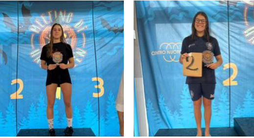 Nelle foto: Caterina Meloncelli argento nei 50 rana Matilda Tagliatti oro nei 50 rana juniores